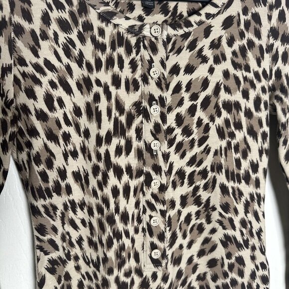 Banana Republic Factory Animal Print Bodysuit Thong Long Sleeve XS Cheetah Fall - Picture 5 of 9